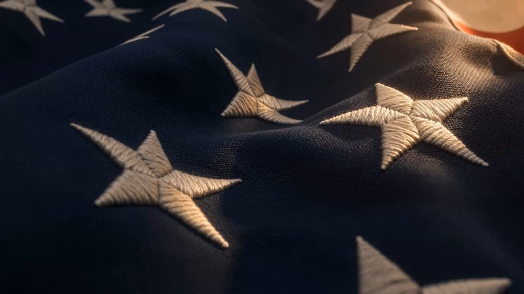 A close up of the stars of the American flag