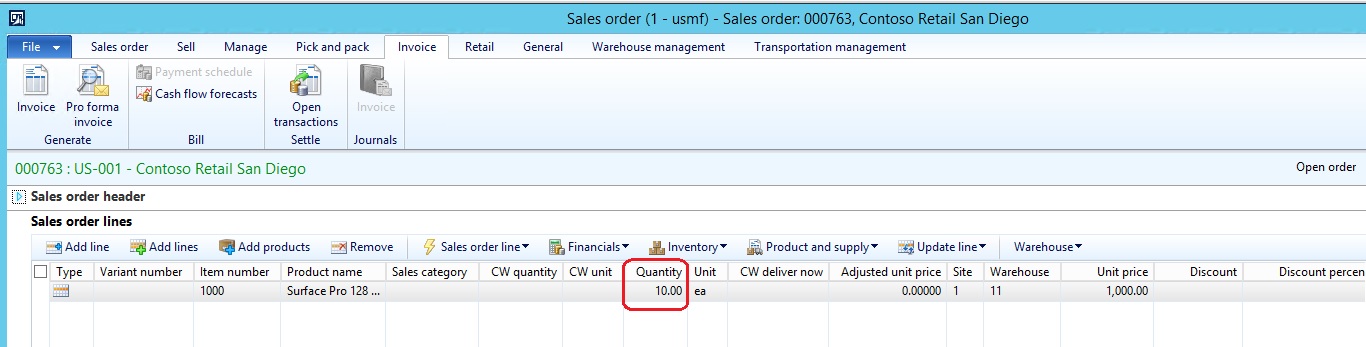 Sales order.