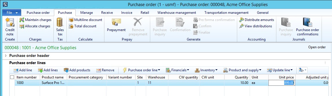Purchase order.