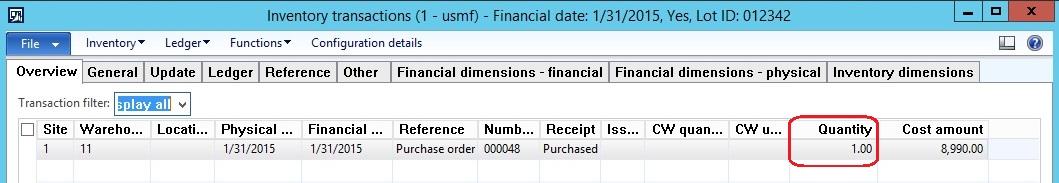 Inventory transactions.
