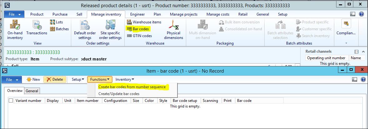 Item, bar code.