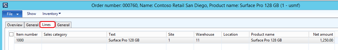 Lines tab.