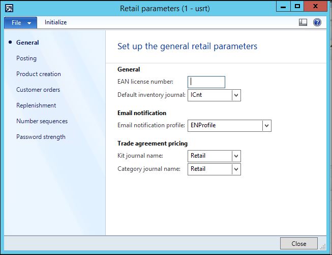 Retail parameters.