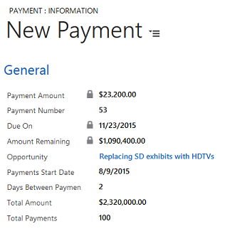 New payment.