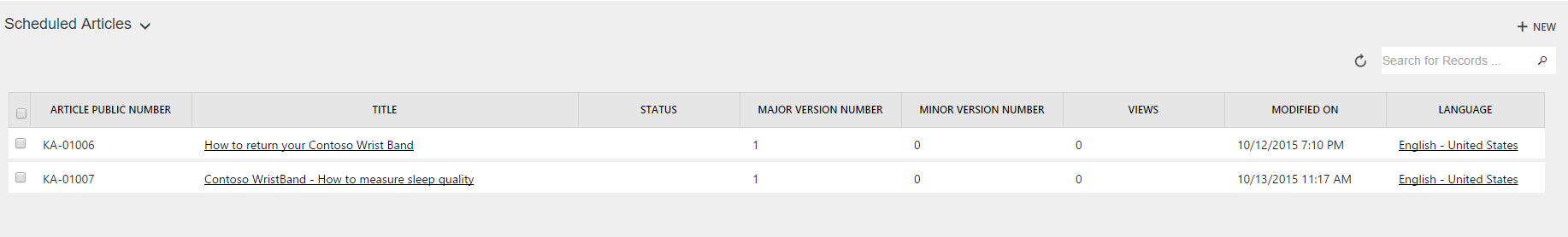 Schedule articles.