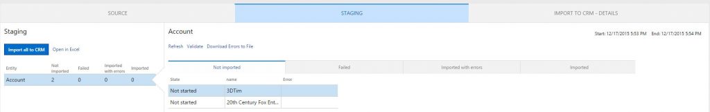 Job status view.