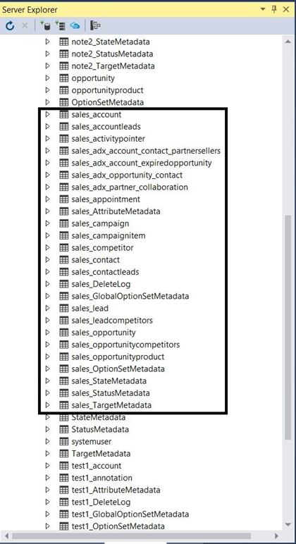 Database tables