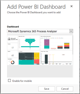 Add Power BI Dashboard dialog box