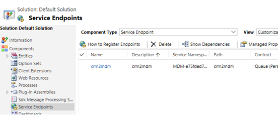 Service Endpoints in Customization area