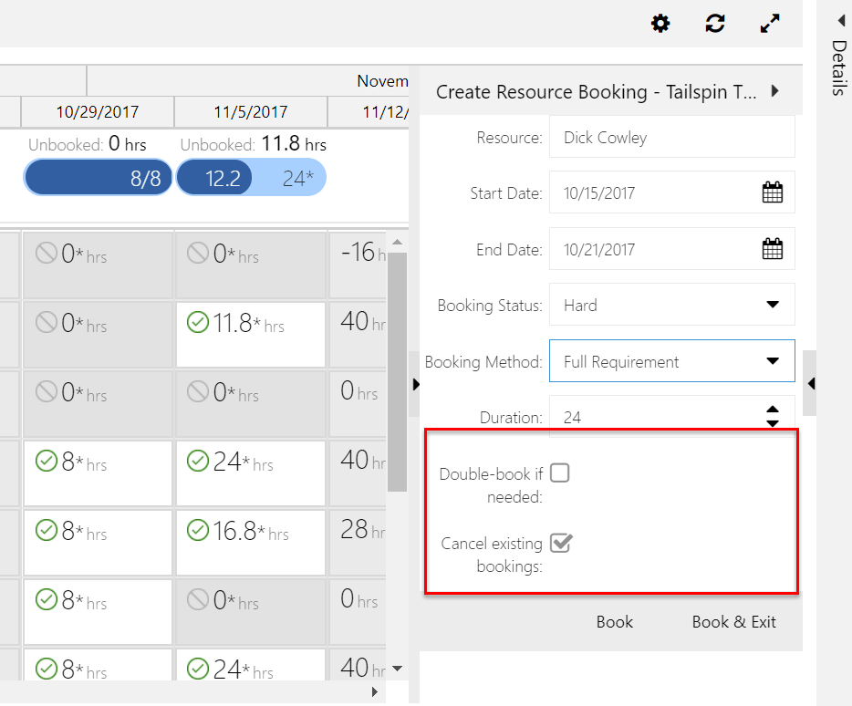 Allow double booking or cancel existing bookings