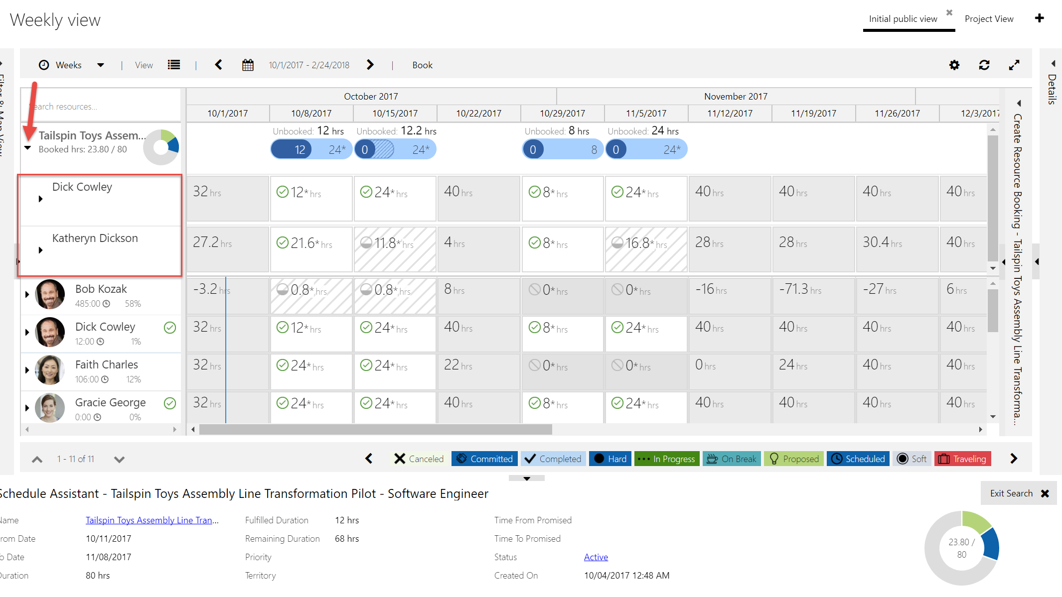 Book more time for the same resource from resource continuity panel