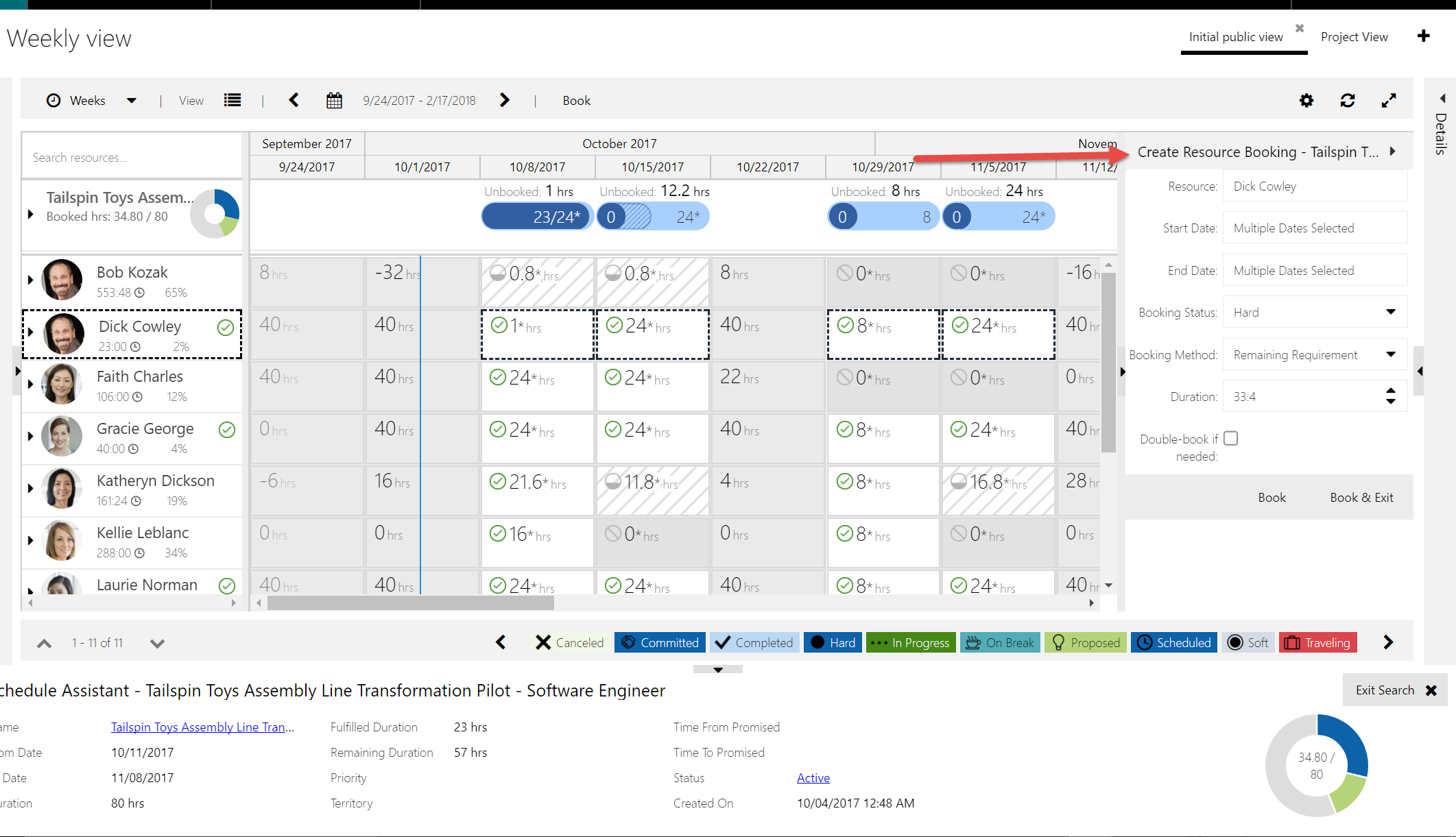 Booking slider