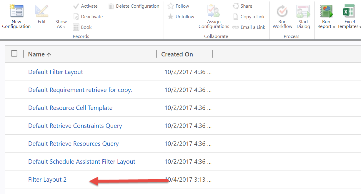 Modified records stored in Configurations table