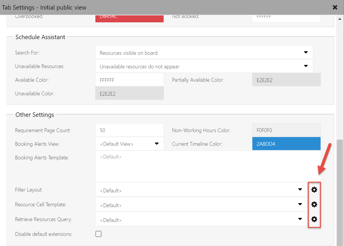 Modify settings