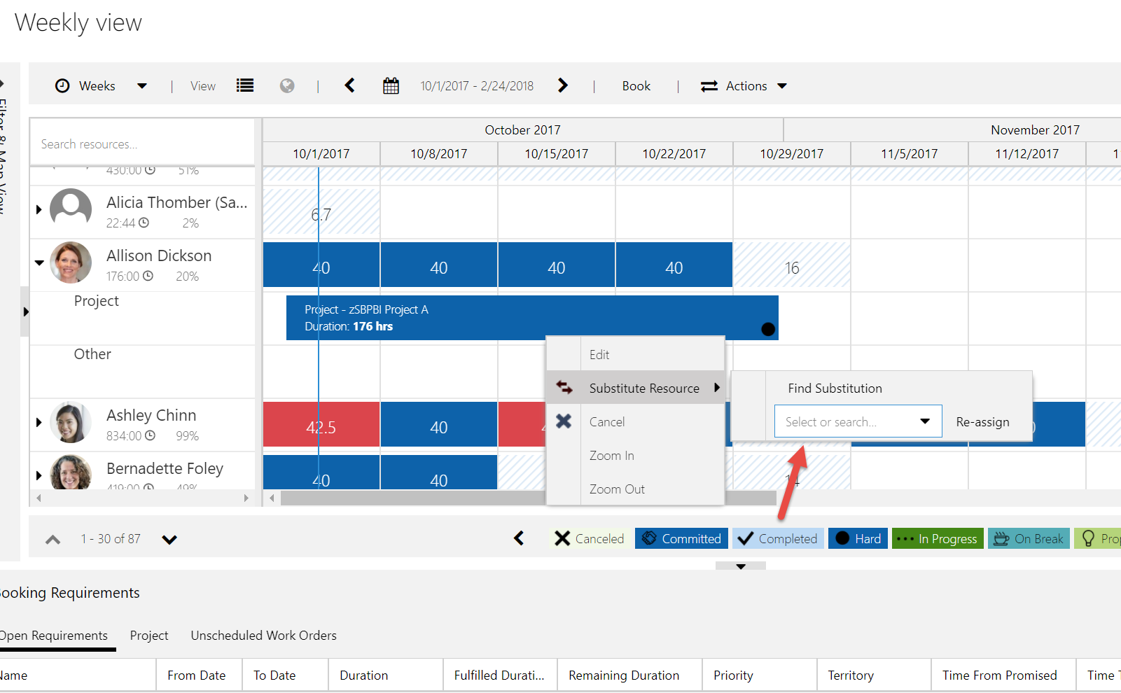 Select a resource with a right click