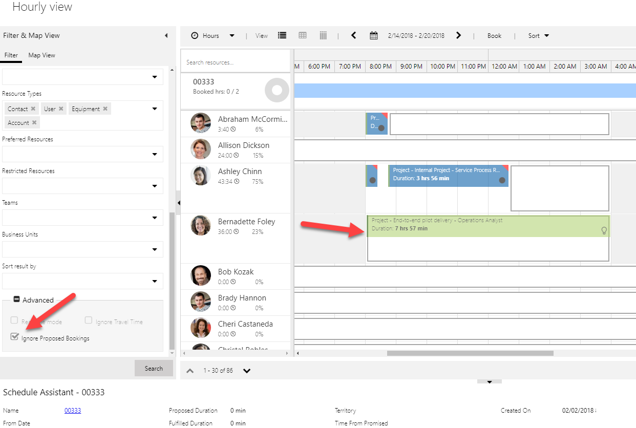 Ignore or consider proposed bookings
