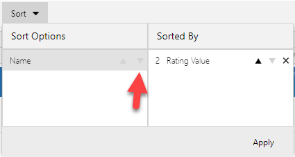 Use Ascending or Descending arrows to select a sort option