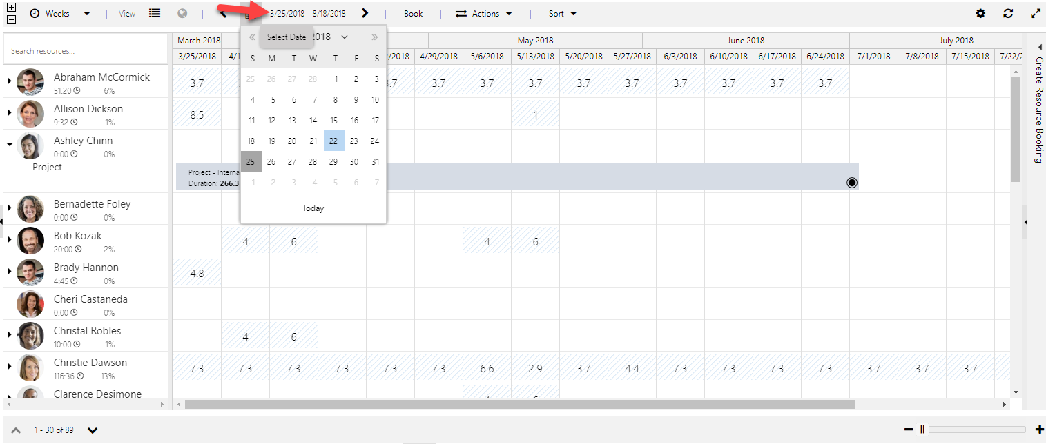 To change status of a subset of bookings, zoom into the date range and make the change