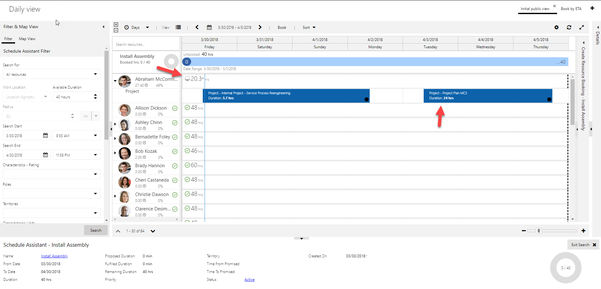 Select a requirement and search for availability
