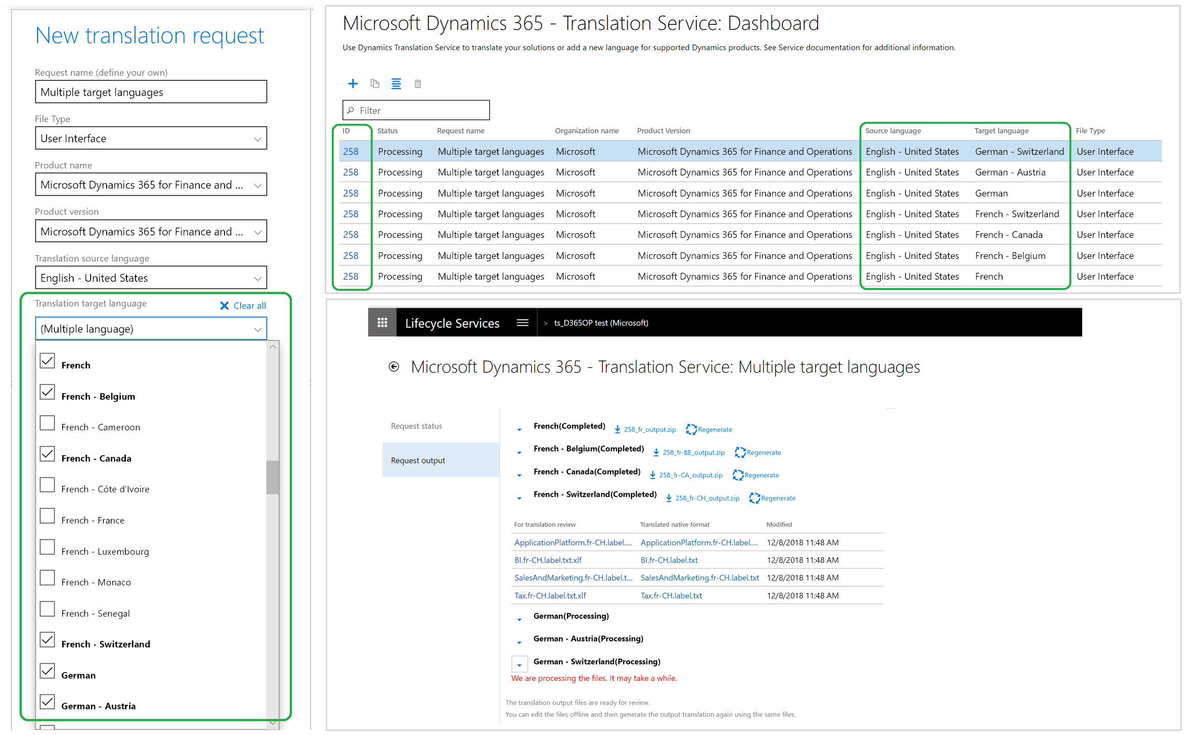 Checkboxes for languages