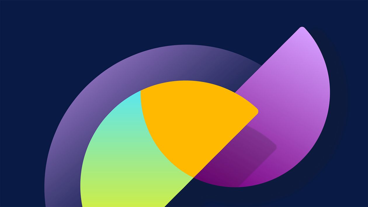 Colorful, abstract half-moon shaped graphics