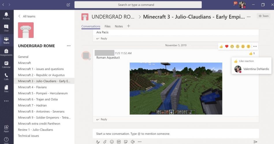 Work shared in a Microsoft Team chat