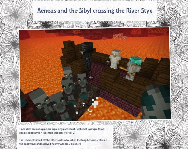 PowerPoint slide depicting Aeneas and the Sibyl crossing the River Styx