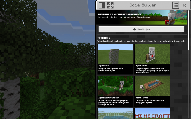 Notebook-style code editor available in Minecraft: Education