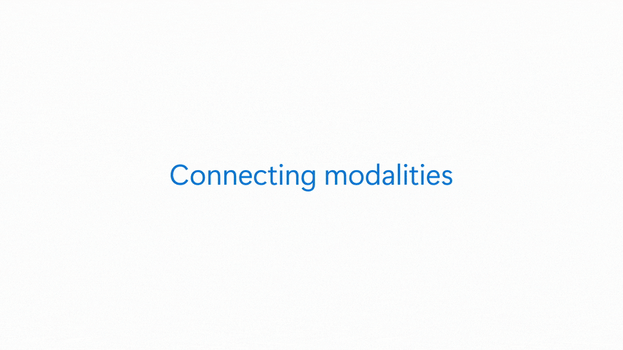 A gif depicting how connecting different data modalities provides a more comprehensive, holistic view of data that derives new insights and enables the discovery of previously hidden correlations and patterns.
