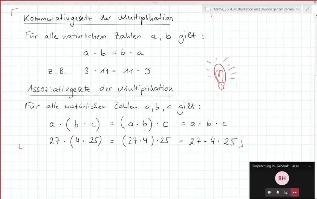 Tafelbild in einer Online-Besprechung
