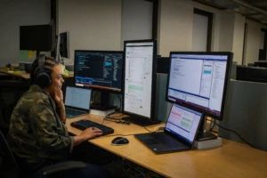 A female developer working on responsible AI projects
