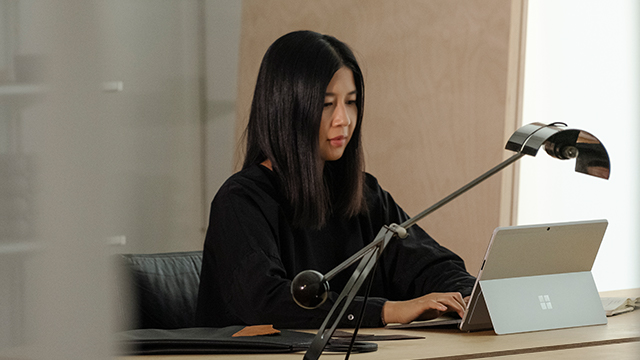 Woman working on her laptop