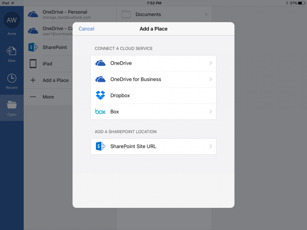 New cloud storage options for Office mobile and Office Online 2