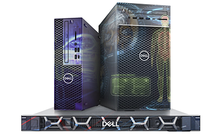 Image of three new Dell computers