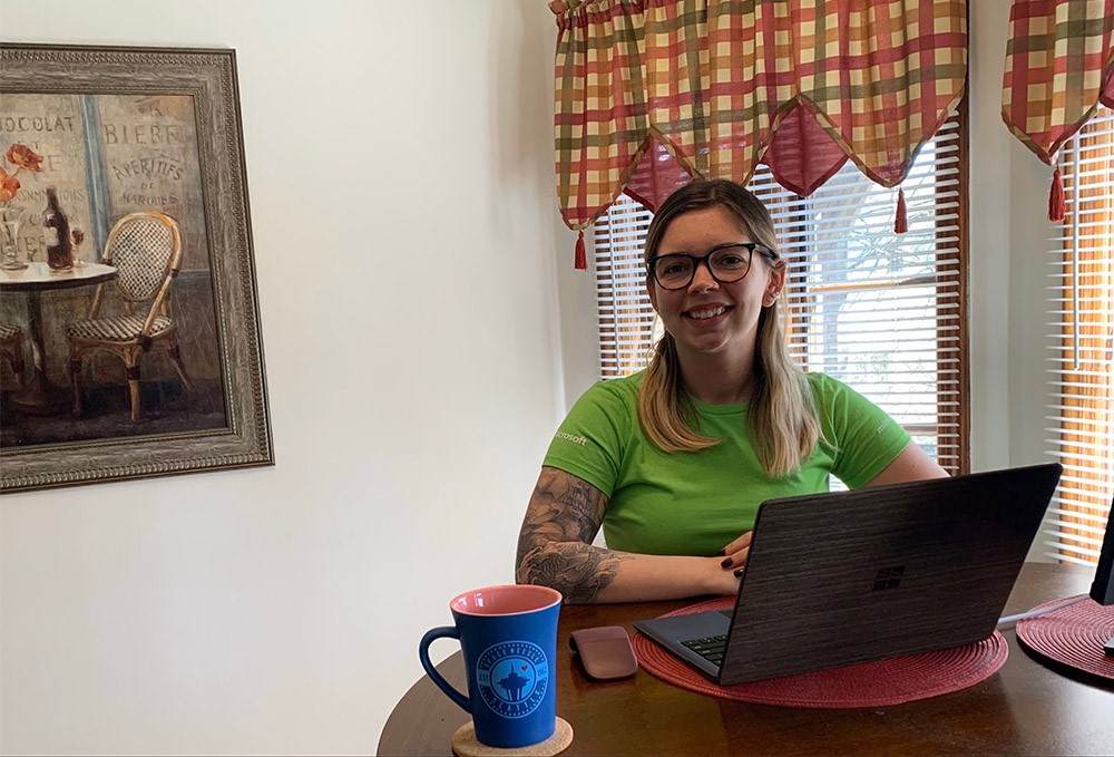 Samantha Janiec, an assistant Store manager, works from home in New Jersey.