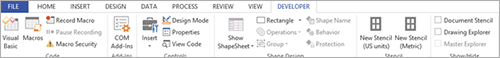 Word document developer menu banner is displayed
