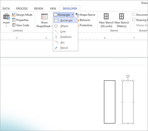 A solid rectangle appears and a new one is being created next to it