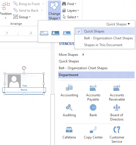 Visio Organization Chart shapes Change Shape drop down menu Visio Organization Chart shapes Change Shape drop down menu