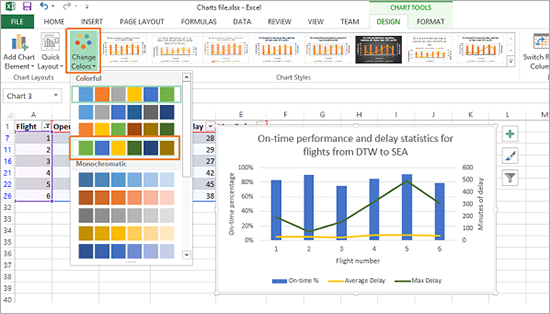 Bar graph "change colors" menu