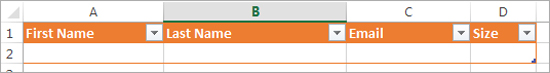 Table header filter