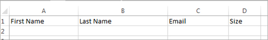 Collect names, email and size