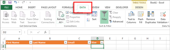 Data Tab