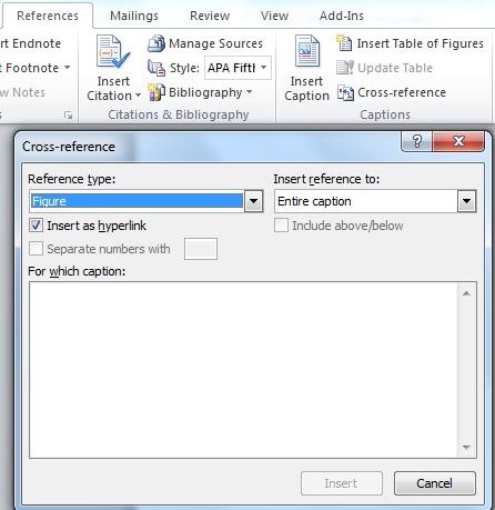 Cross-reference dialog box Cross-reference dialog box