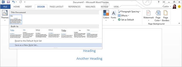 Styles added to a document Screenshot of a new style added to a document