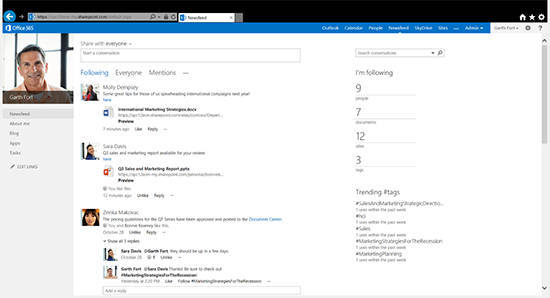 "following" page