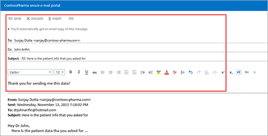An email "to", "cc," and "subject" lines are highlighted