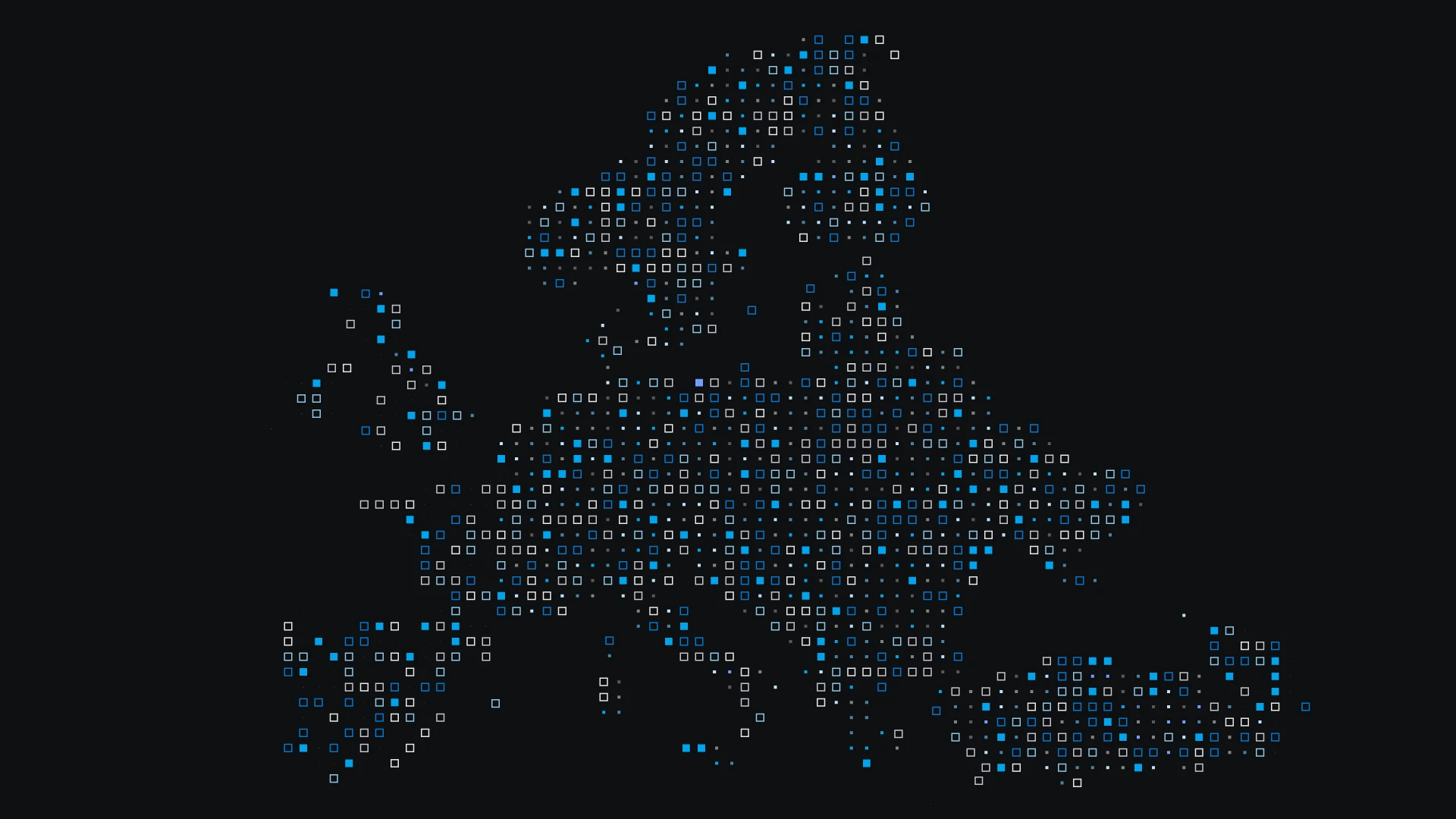 Map made of different shades of blue and grey dots
