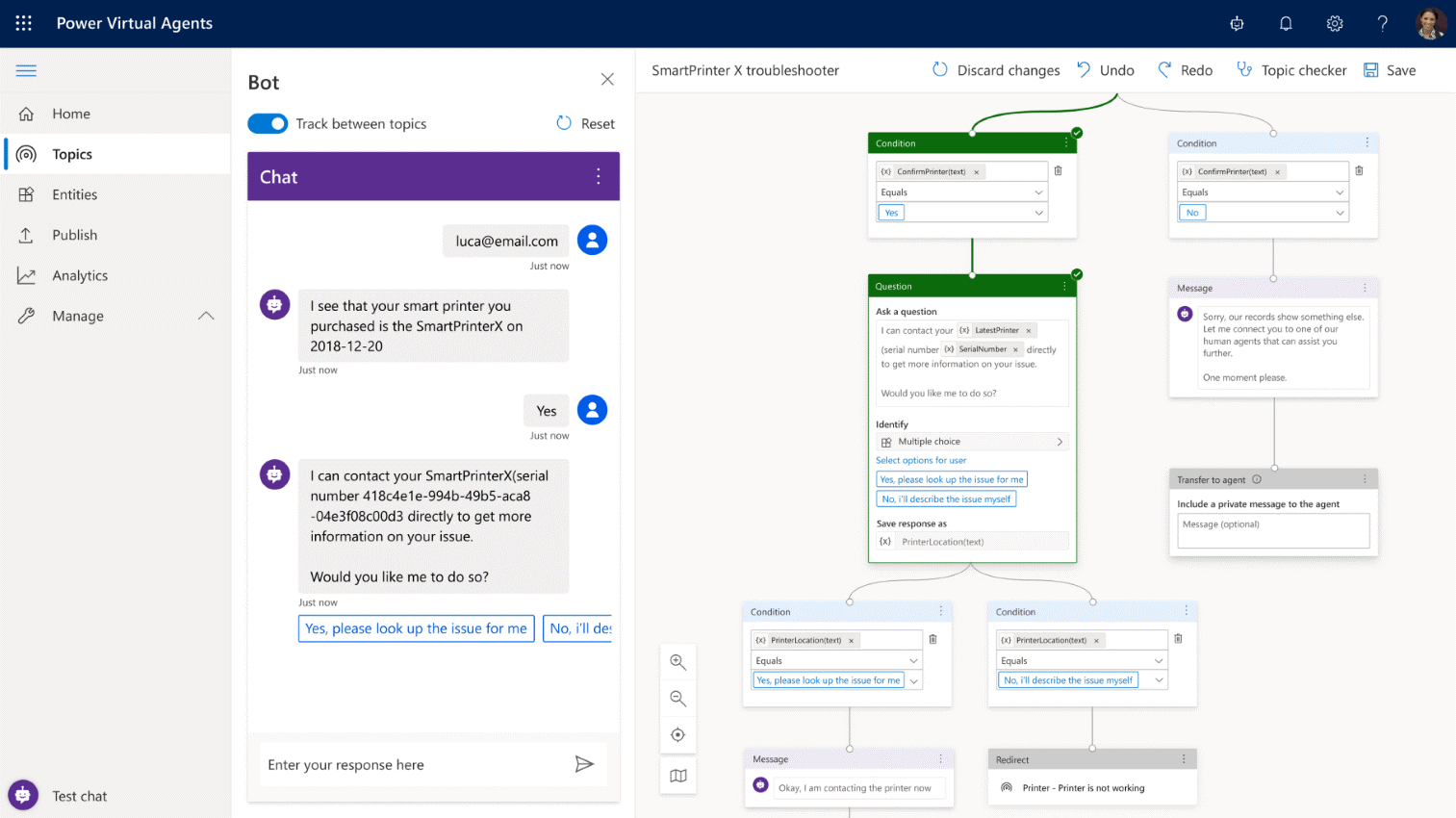 Microsoft Power Virtual Agents Dashboard .