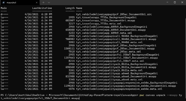 issuing the unpack command