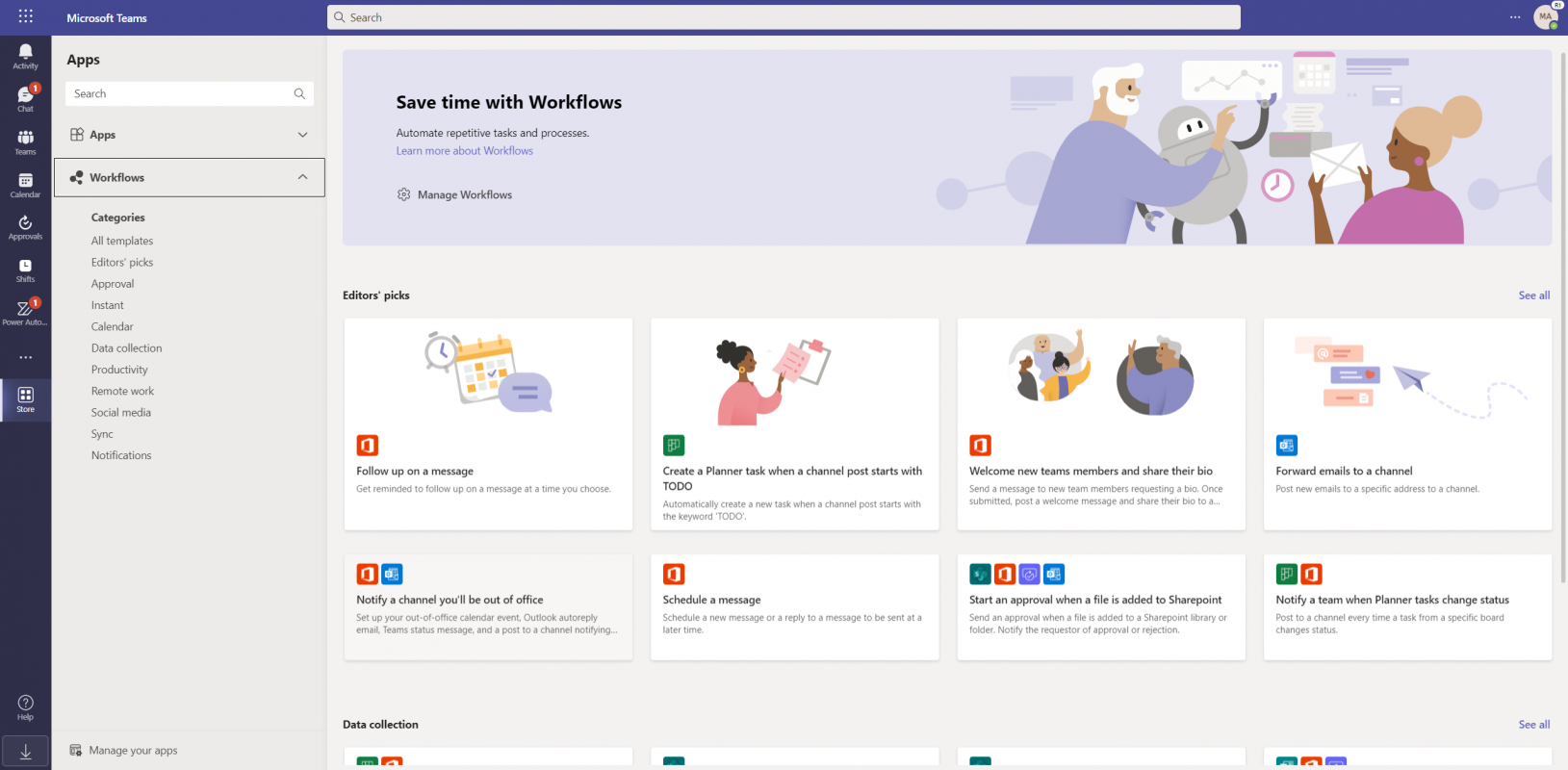 Workflows in the Teams Store